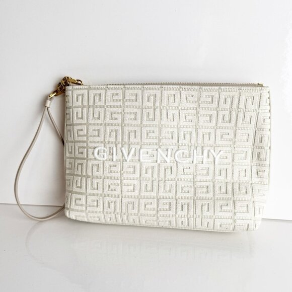 NWT GIVENCHY Travel Zip Top Pouch in Raffia with Wristlet - Picture 4 of 13